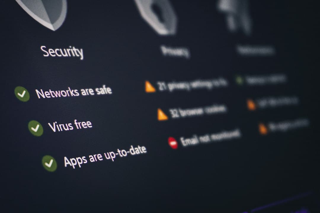Security and privacy dashboard with its status